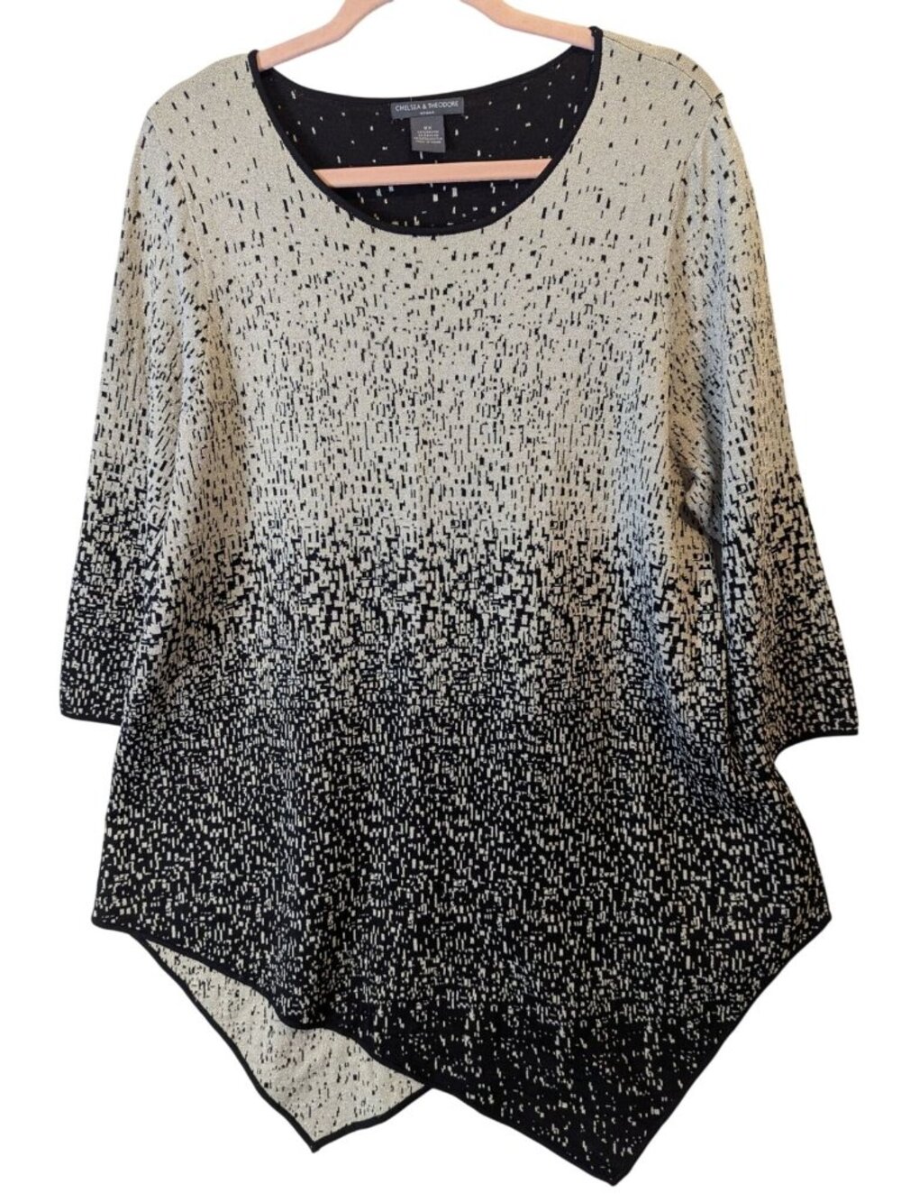 Chelsea & Theodore Woman Tunic Top Gold & Black Knit Plus 3X Sweater Classy